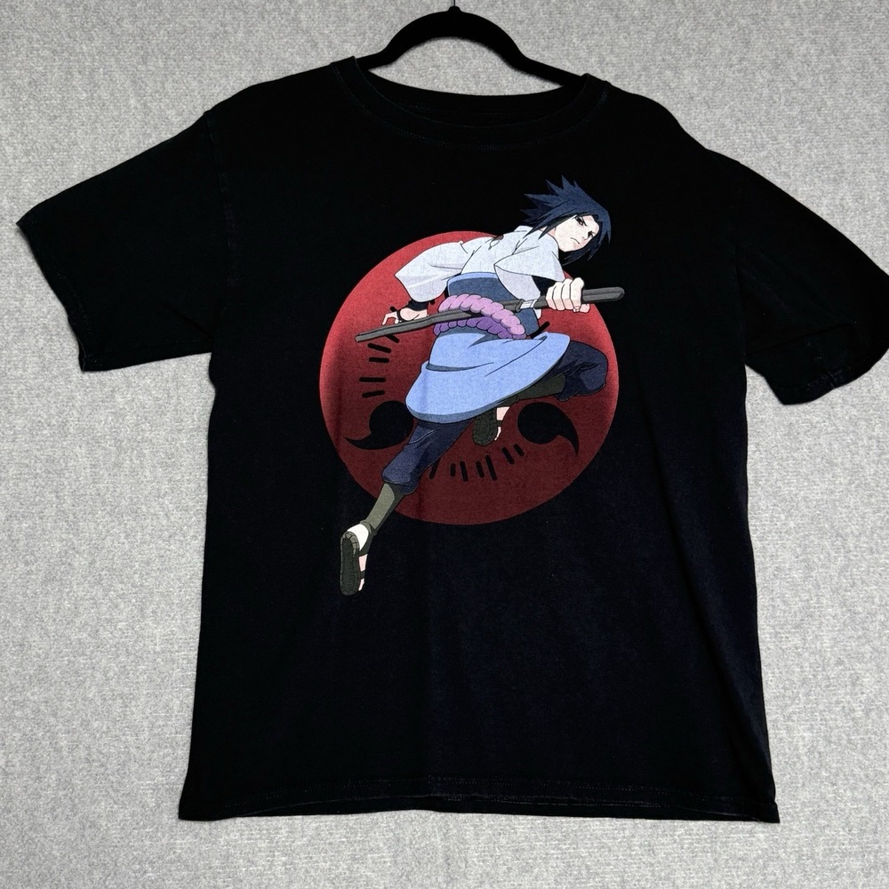 Naruto Ripple Junction Shirt Men's Size Medium Sasuke Sharingan Black 2002 Y2K